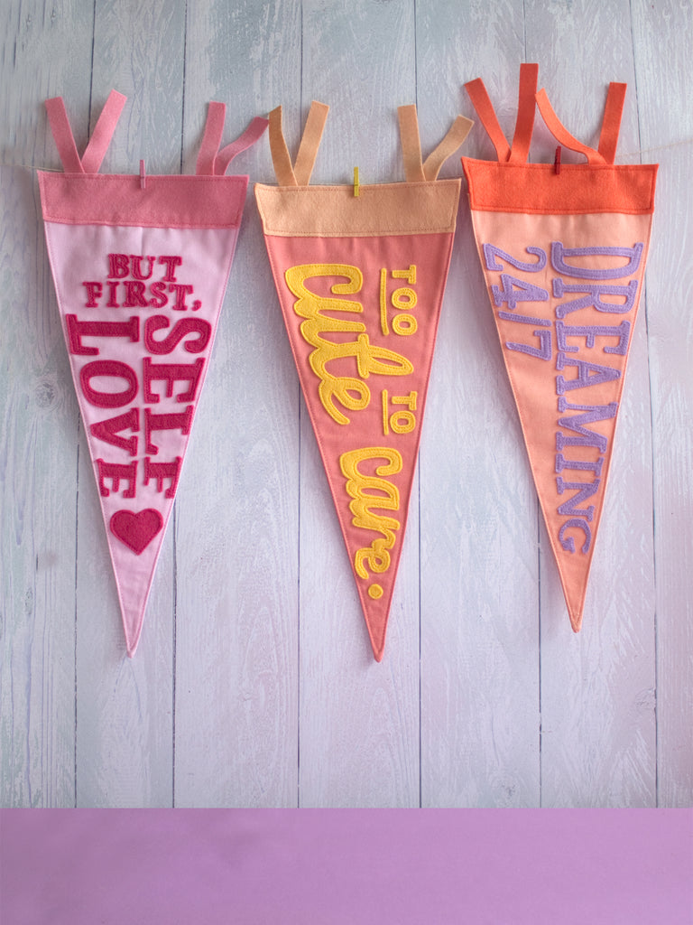 'But First, Self Love' Canvas Pennant Flag