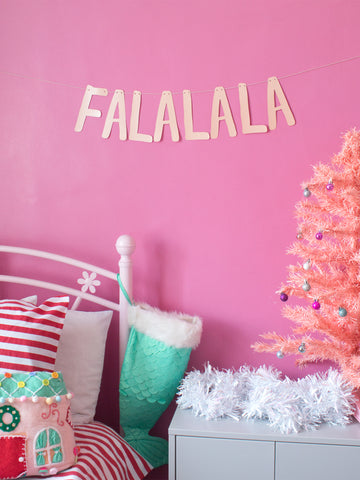 'Falalala' Christmas Paper Bunting - Peach