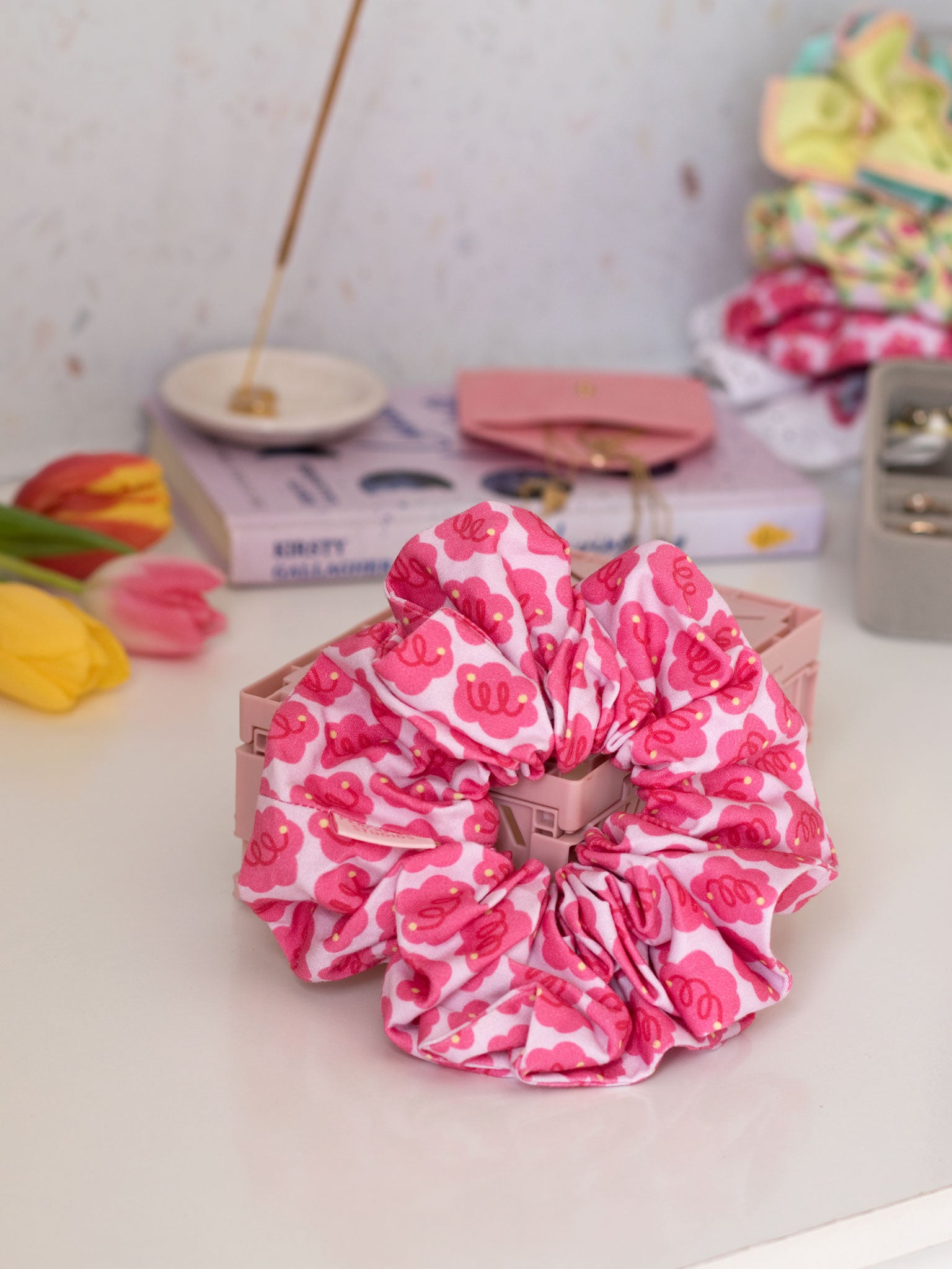 Pink Flower Swirls Oversized Scrunchie