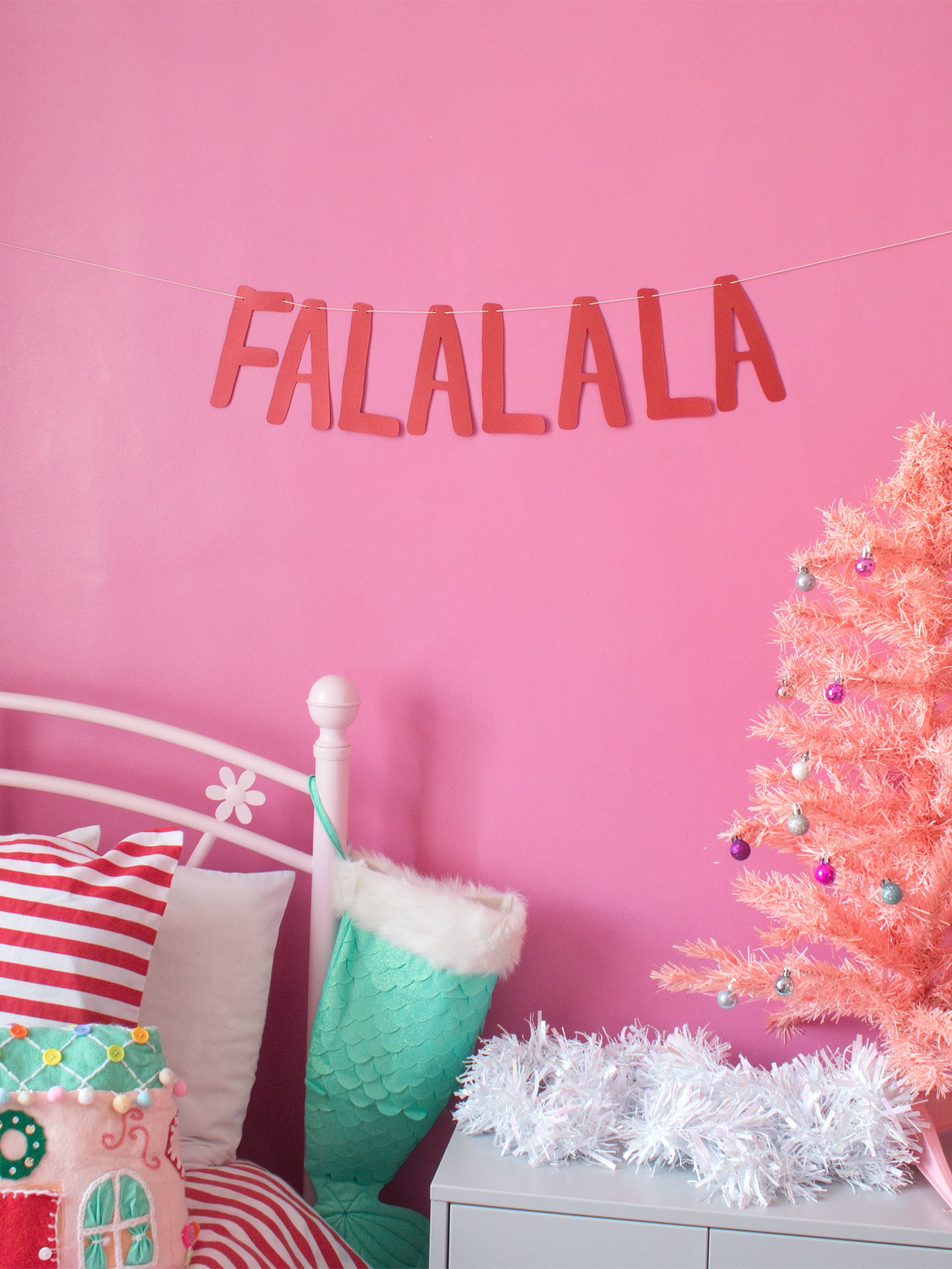'Falalala' Christmas Paper Bunting - Red