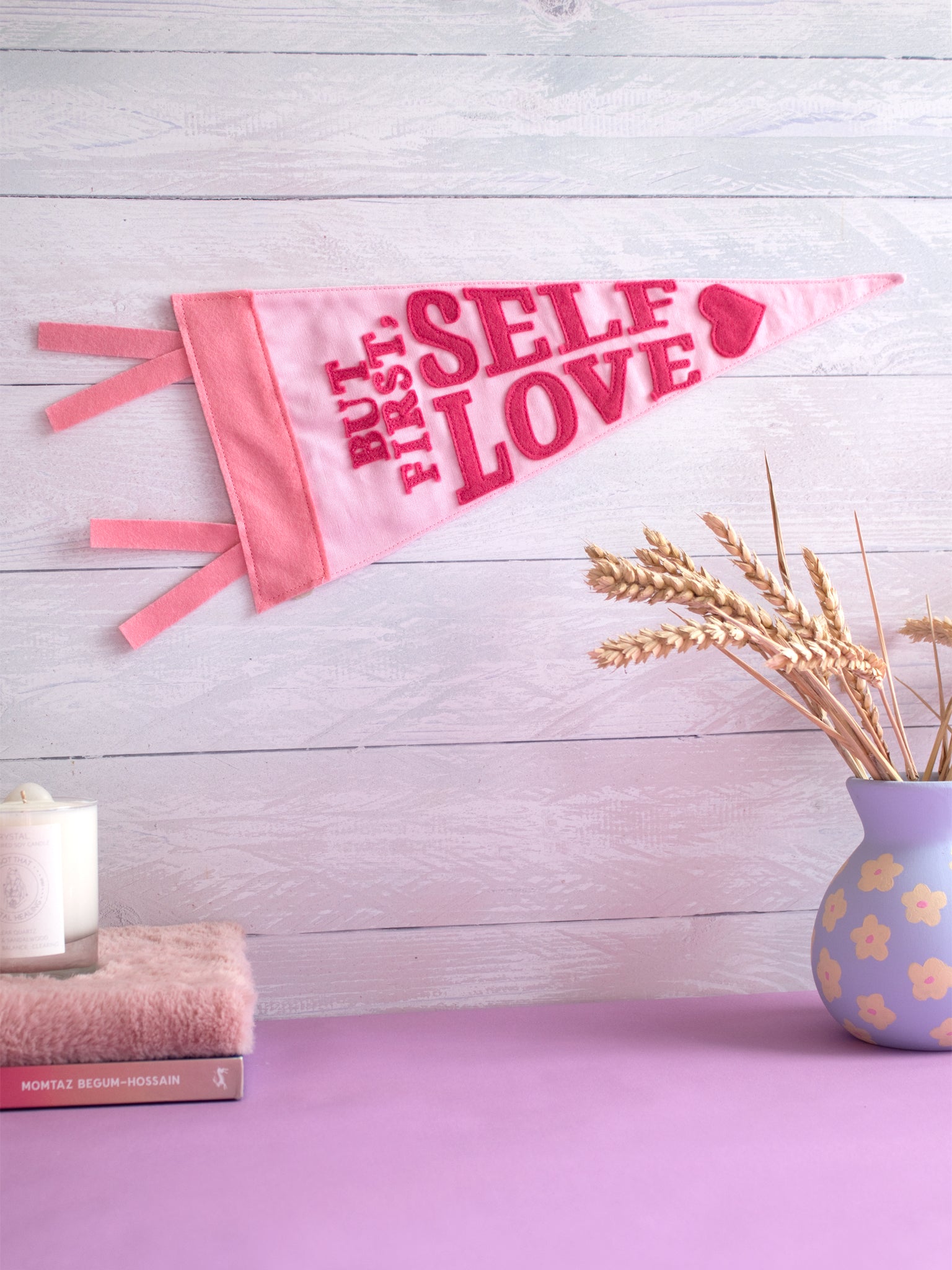 'But First, Self Love' Canvas Pennant Flag