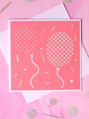 balloon papercut greeting card