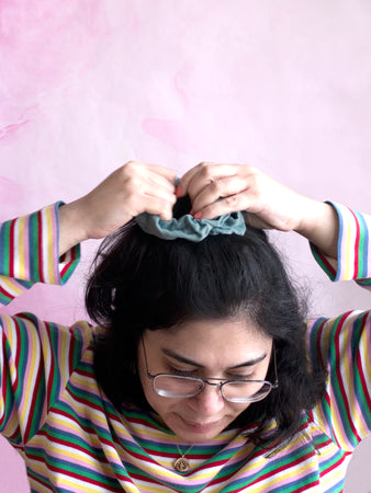 Blue Cord Scrunchie