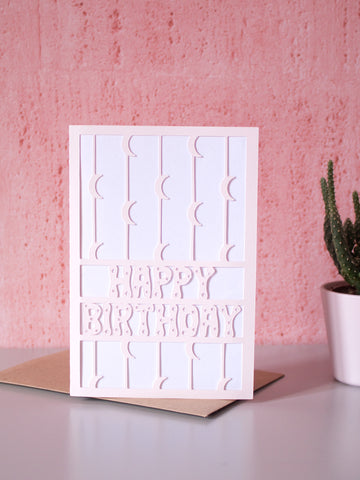 crescent moon papercut birthday card