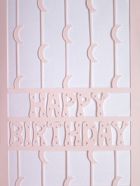 crescent moon papercut birthday card