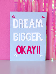 dream bigger okay flock wall art