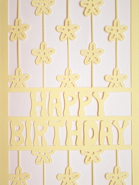 floral papercut birthday card