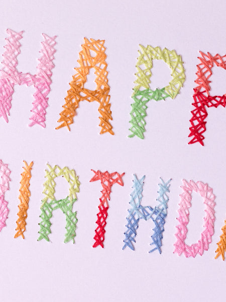 happy birthday hand stitched greeting card