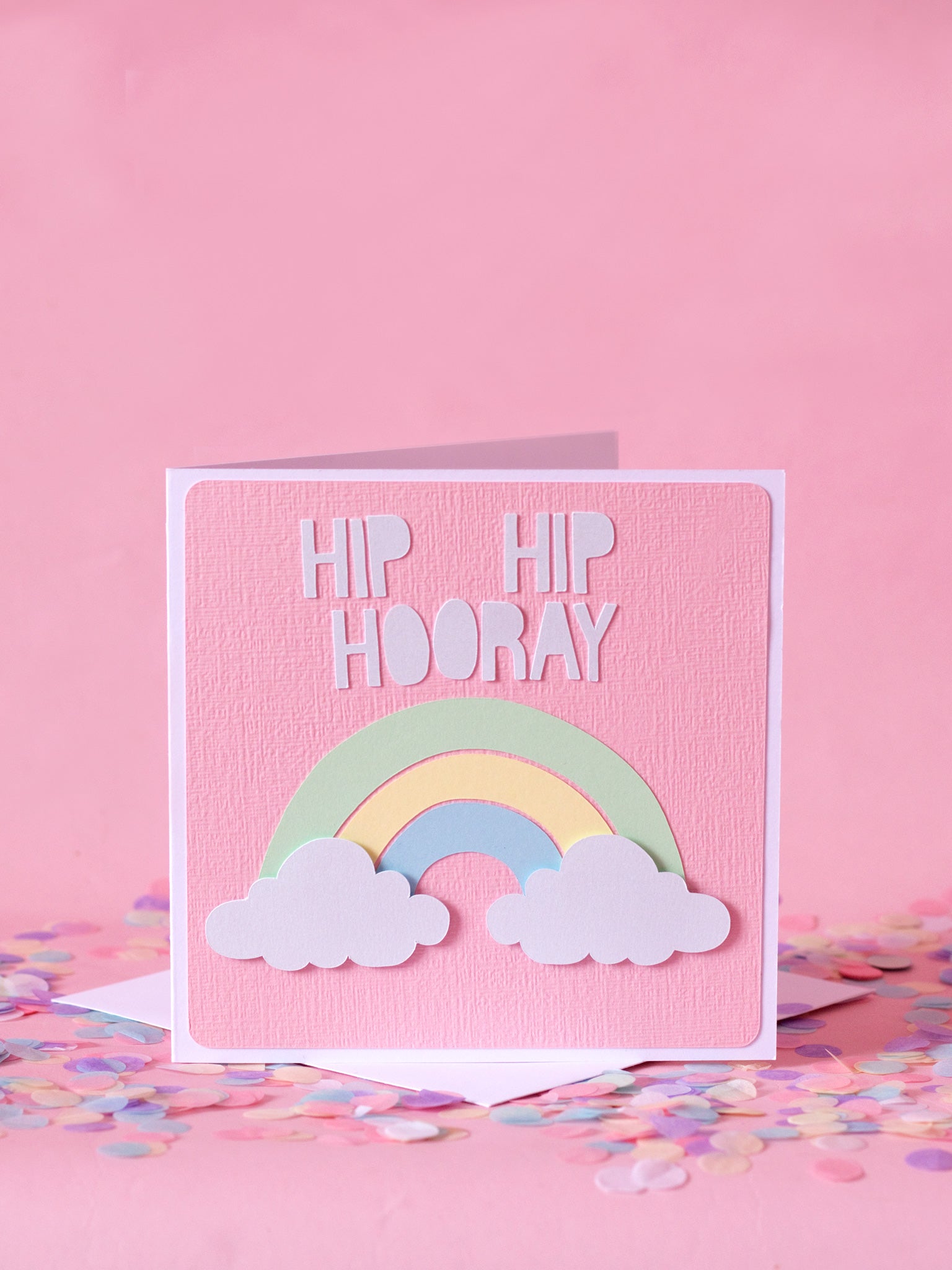 hip hip hooray rainbow greeting card