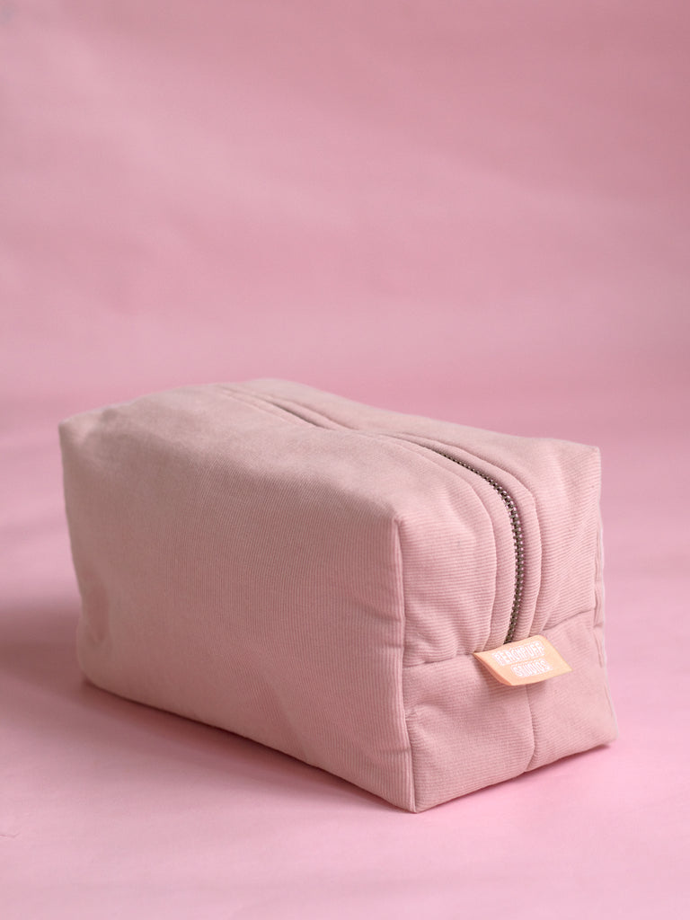 Pink Corduroy Makeup Bag Peachpuff