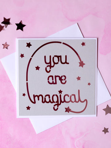 you are magical papercut greeting card